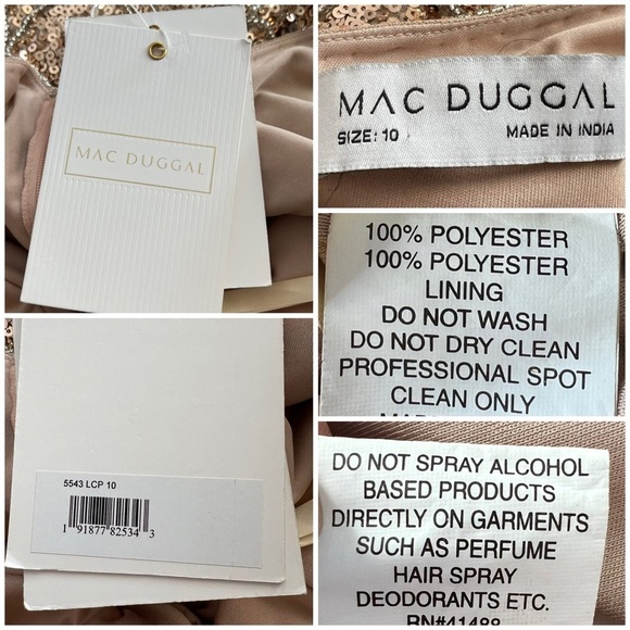 Mac Duggal Short Beaded Cocktail Dress 5543 Light Copper Size 10 NEW - Picture 14 of 16